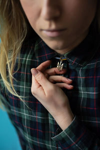 Ukrainian woman with the national emblem trident