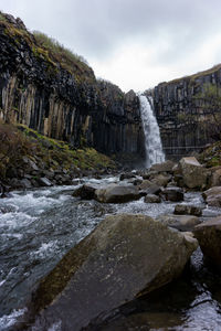 Scenic view of waterfall