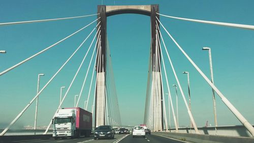 Suspension bridge against sky
