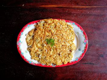 Close-up of food in plate on table