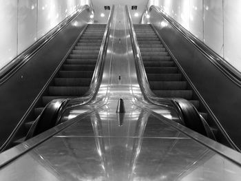 Low angle view of escalator in subway station