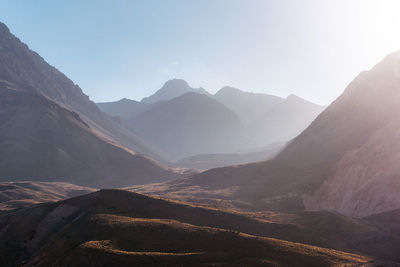 Panoramic view of mountains against sky