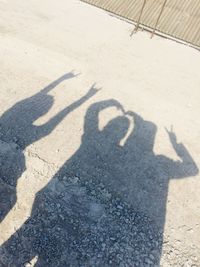 Shadow of people on road