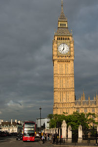 Low angle view of big ben against sky