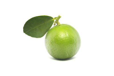 Close-up of lemon against white background