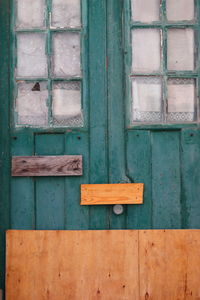 Close-up of closed door of building