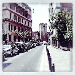 Empty road in city