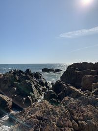 Scenic view of sea against clear sky