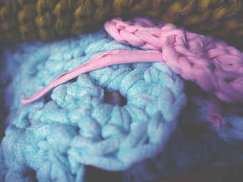 Close-up of crochet flowers