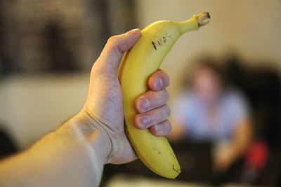 Close-up of hand holding fruit