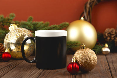 Close-up of coffee served on table
