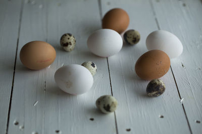 Close-up of eggs on table