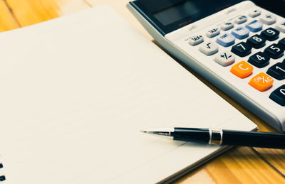 High angle view of pen on table