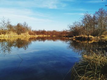 Scenic view of lake against sky