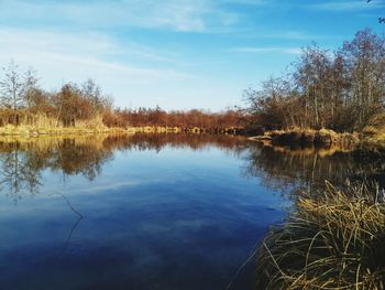 Scenic view of lake against sky