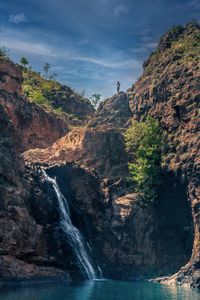 Scenic view of waterfall