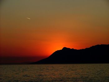 Scenic view of sea at sunset