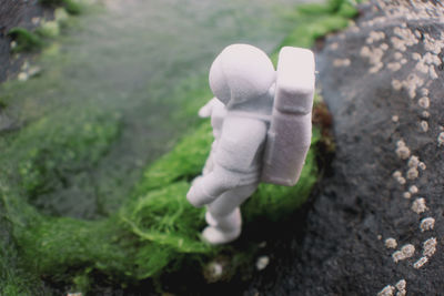 High angle view of toy on field