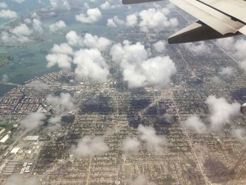 Aerial view of cityscape seen from airplane