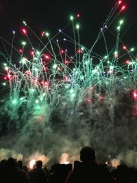 Firework display at night