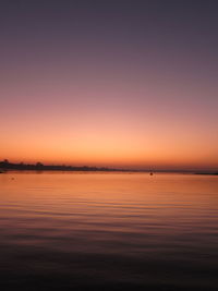 Scenic view of sea against clear sky during sunset