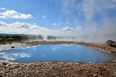 Panoramic view of lake against sky