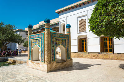 Exterior of historic building against clear blue sky