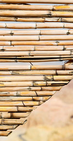 Close-up of stack of logs