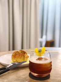 Close-up of dessert on table