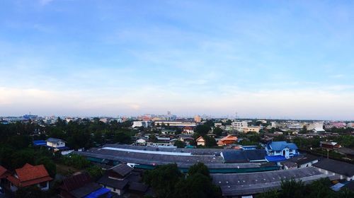 High angle view of townscape against sky