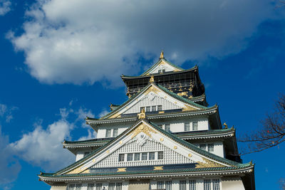 Low angle view of temple building against sky