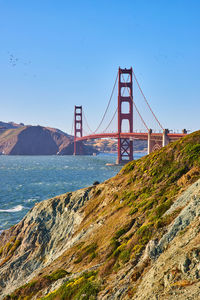 View of suspension bridge against sky