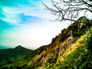 Low angle view of mountain against sky