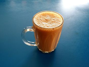 High angle view of coffee on table