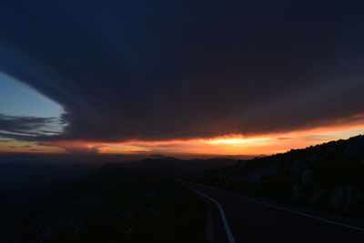 Scenic view of landscape against sky at night