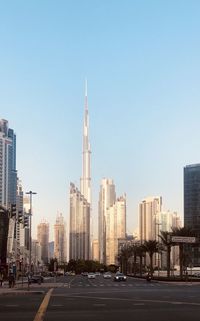 City buildings against clear sky