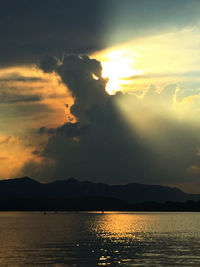 Scenic view of mountains at sunset