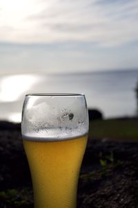 Close-up of beer glass