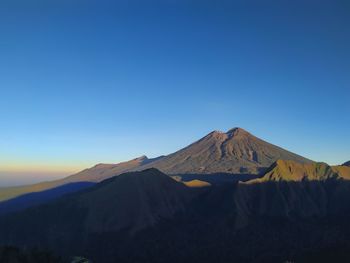 View of volcanic mountain against blue sky