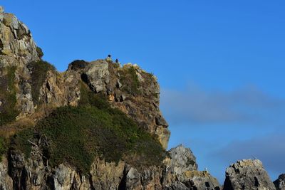 Low angle view of rock formations against sky