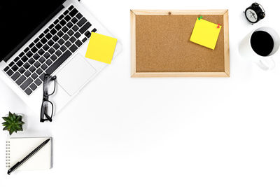 High angle view of laptop on table