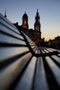 View of building against sky at sunset