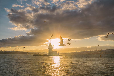 Scenic view of sea against sky during sunset