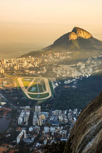 Aerial view of city at night
