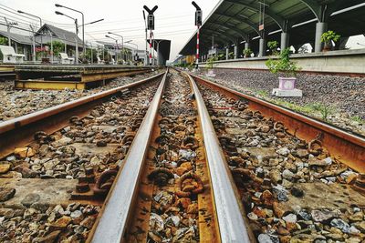 Railroad tracks against sky