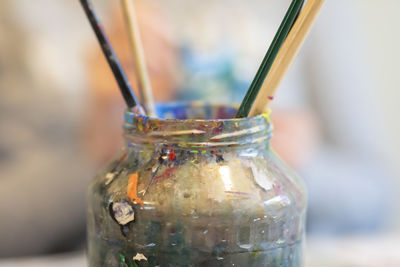 Close-up of glass jar