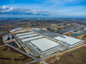 Aerial photo of dsv europe biggest logistics center, horsens, denmark