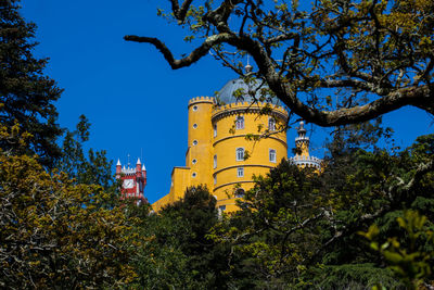 Sintra portugal may 2018 pena palace seen from the gardens of pena park at  sintra