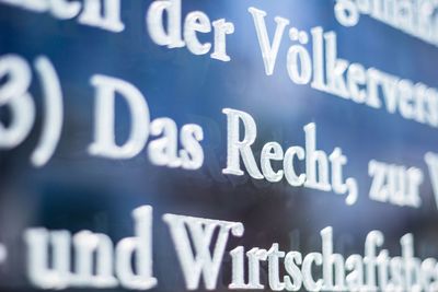 Close-up of information sign