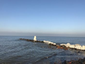 Scenic view of sea against clear sky